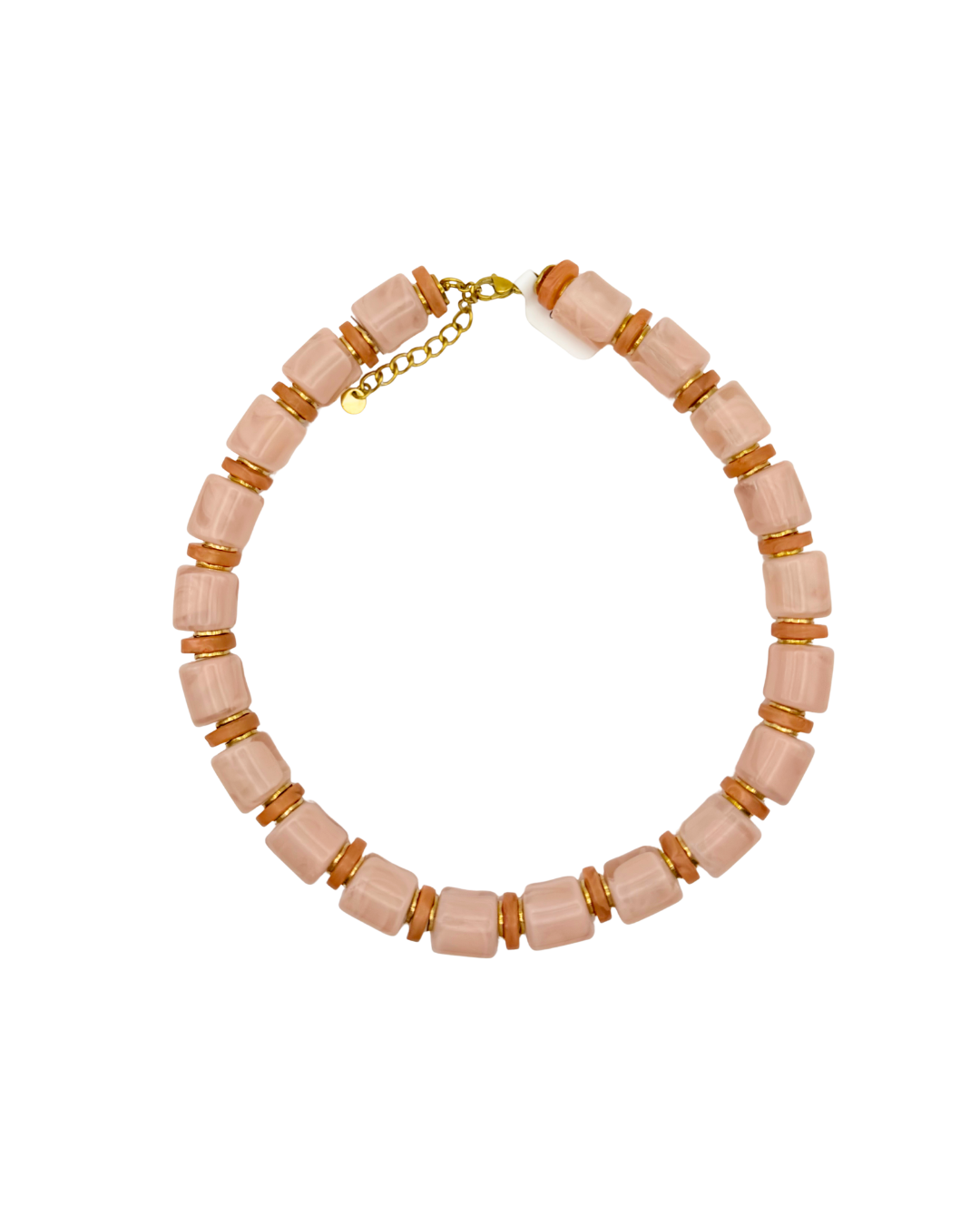Pink & Teracotta Chunky Resin Necklace