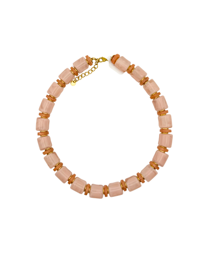 Pink & Teracotta Chunky Resin Necklace