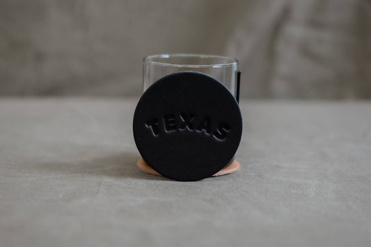 Leather Coaster | TEXAS: Black