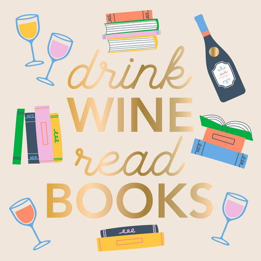 Funny Book Club Cocktail Napkins-Drink Wine Read Books-Foil : Default Title