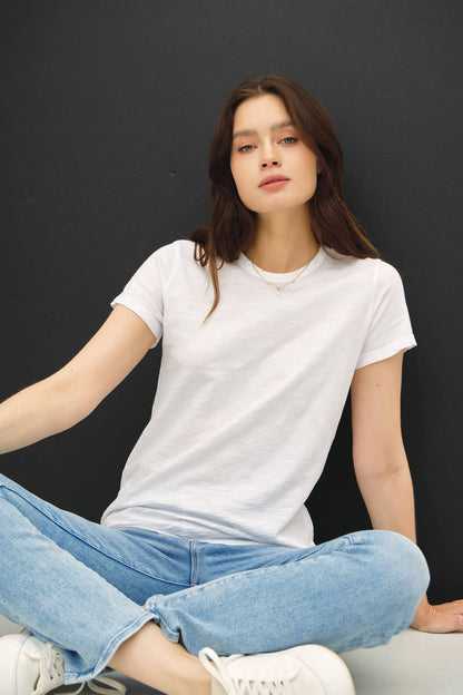 Garment Dyed Slub Tee- White