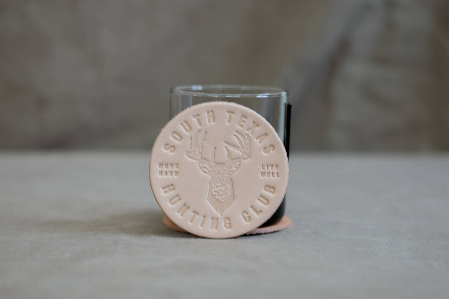 Leather Coaster | South Texas Hunting Club: Light Brown