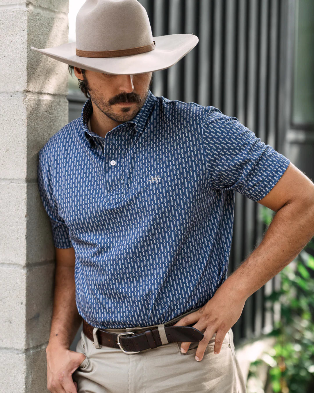 Texas Traditions Polo- Navy Serape