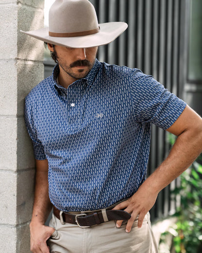 Texas Traditions Polo- Navy Serape