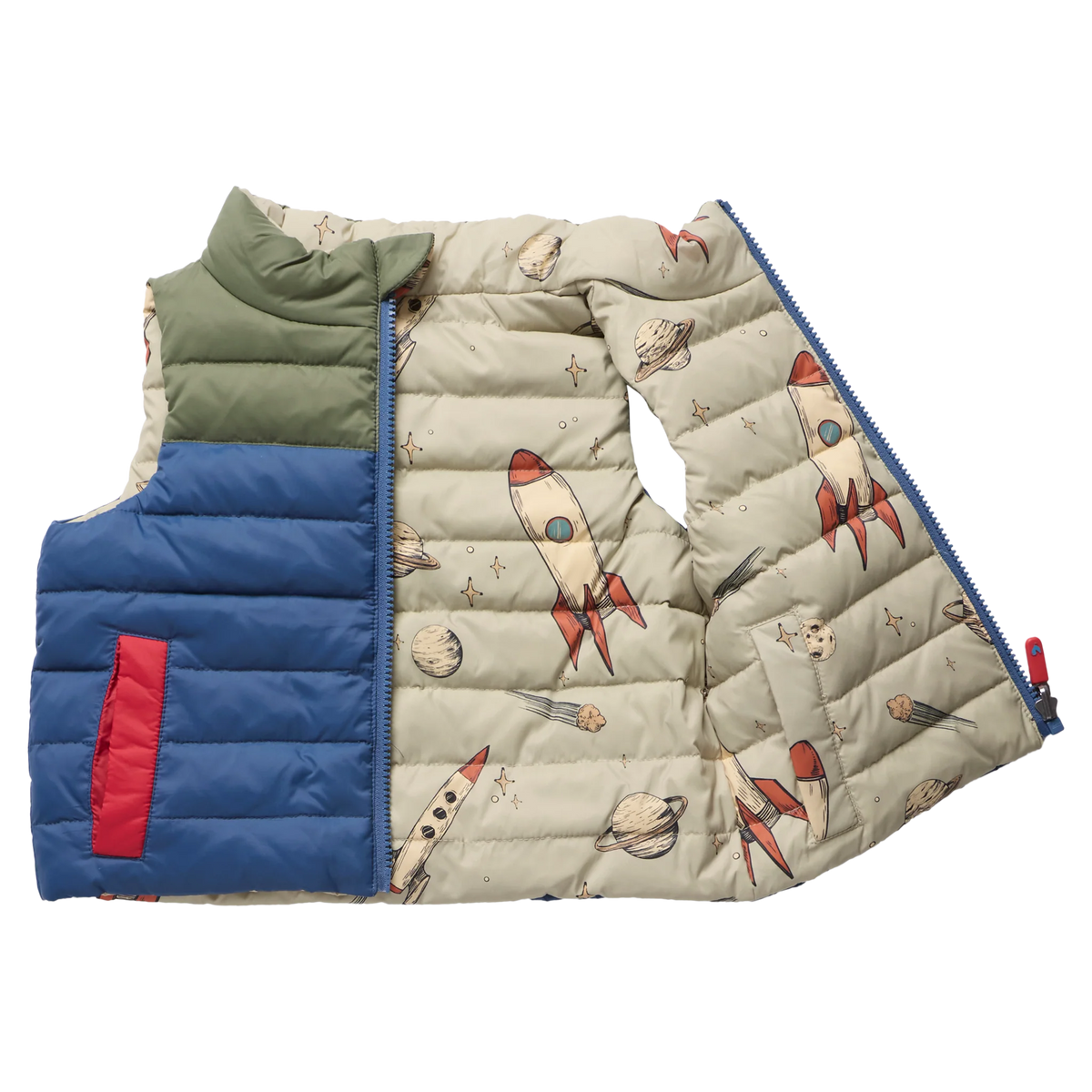Kids Reversible Riley Vest - Space Rocket