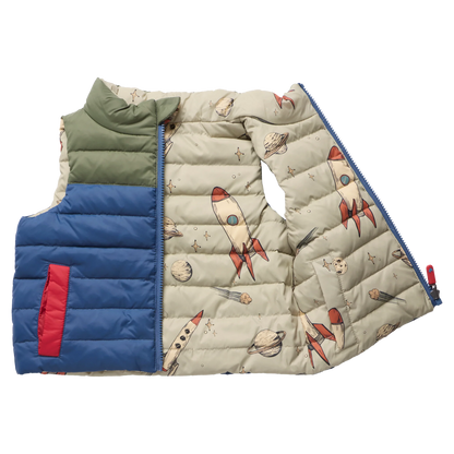 Kids Reversible Riley Vest - Space Rocket