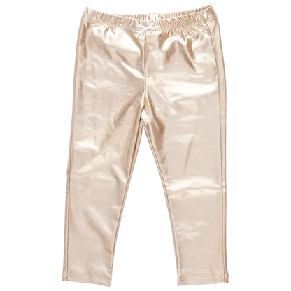 Girls Lame Leggings- Light Gold
