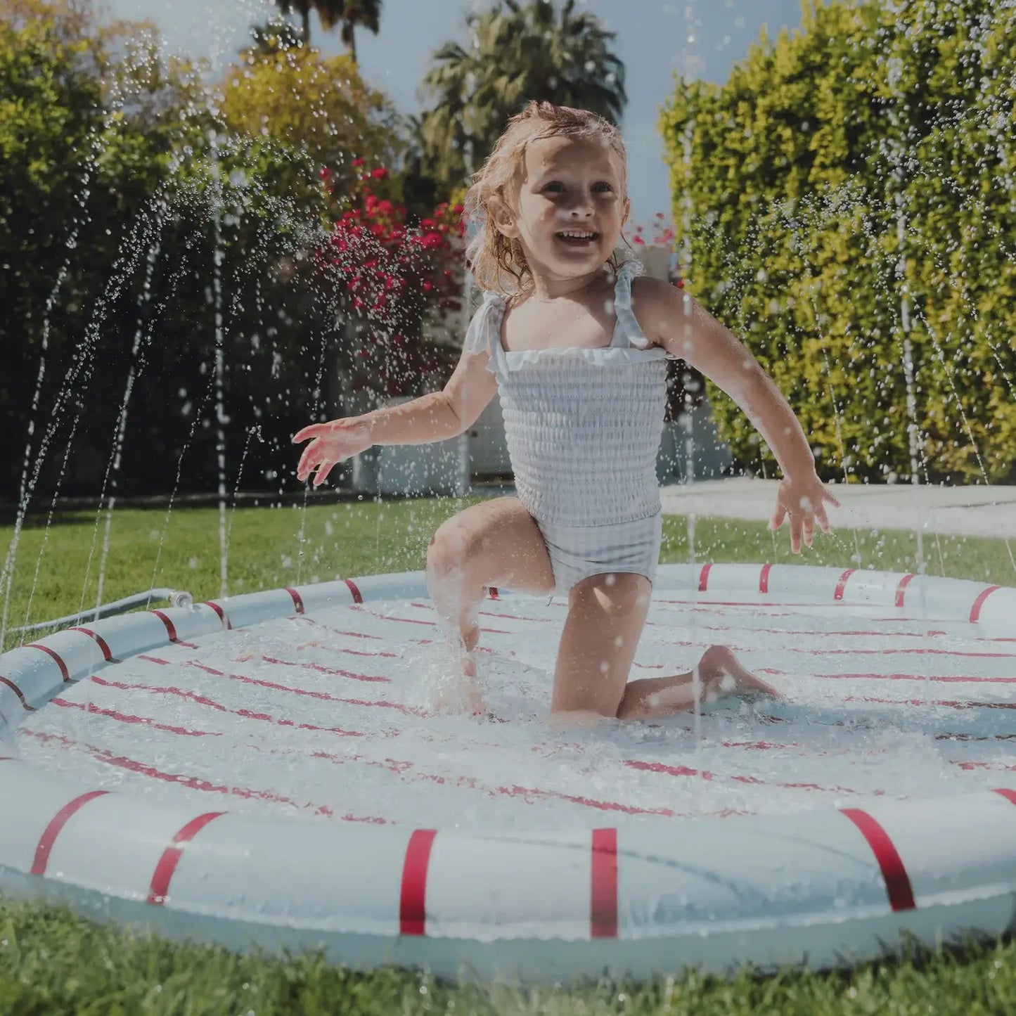 Kids Splash Pad - Blue & Red Striped