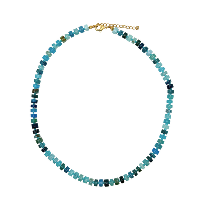 Aqua Blue Flat Gemstone Necklace