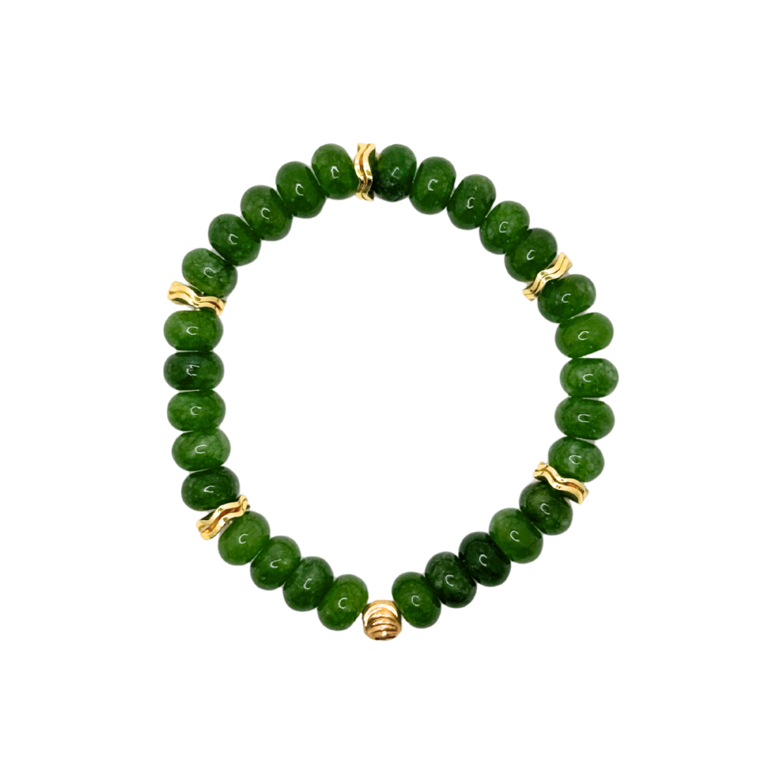 Kelly Green Gemstone Bracelet with Gold Accents