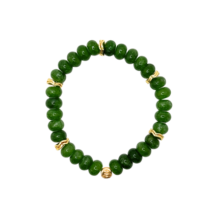 Kelly Green Gemstone Bracelet with Gold Accents