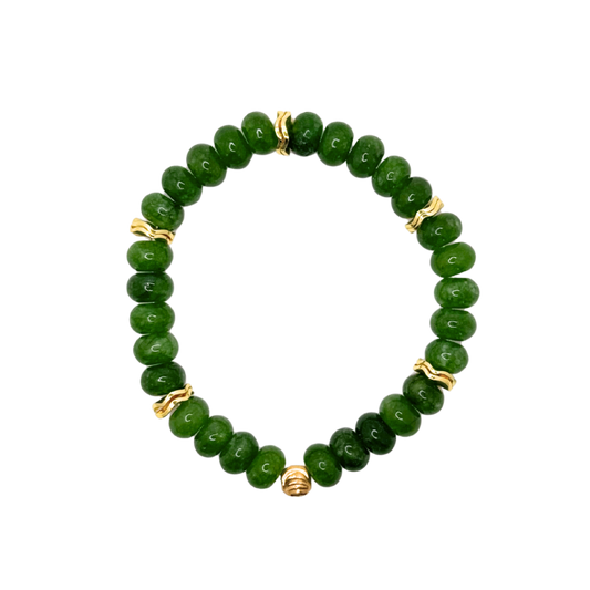 Kelly Green Gemstone Bracelet with Gold Accents