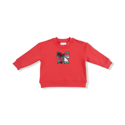 Drop Sleeve Sweatshirt- Holiday Plaid Bow