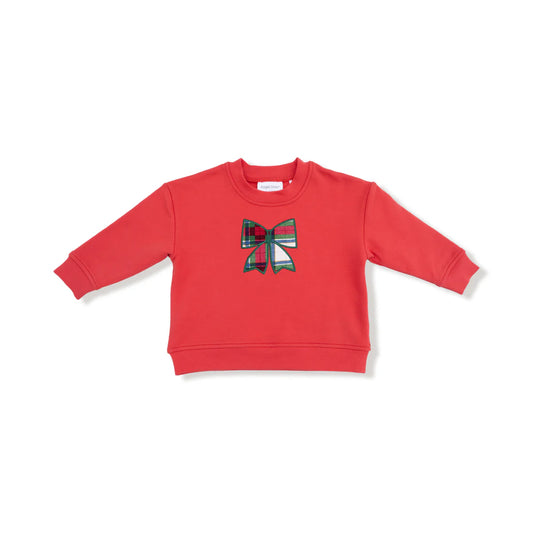 Drop Sleeve Sweatshirt- Holiday Plaid Bow