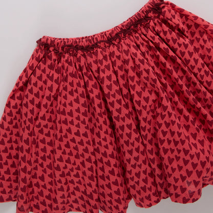Girls Gianna Skirt- Red Mini Hearts
