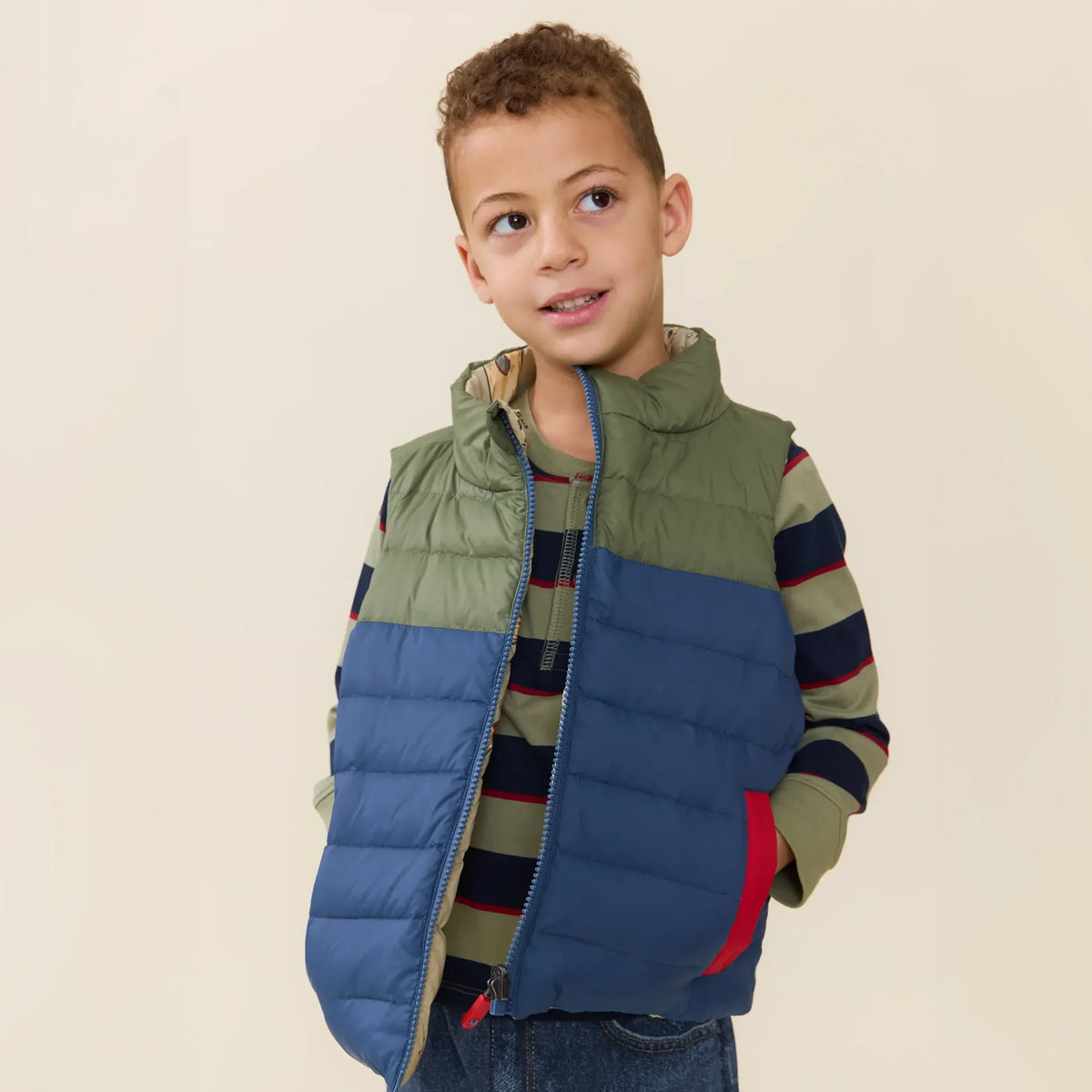 Kids Reversible Riley Vest - Space Rocket