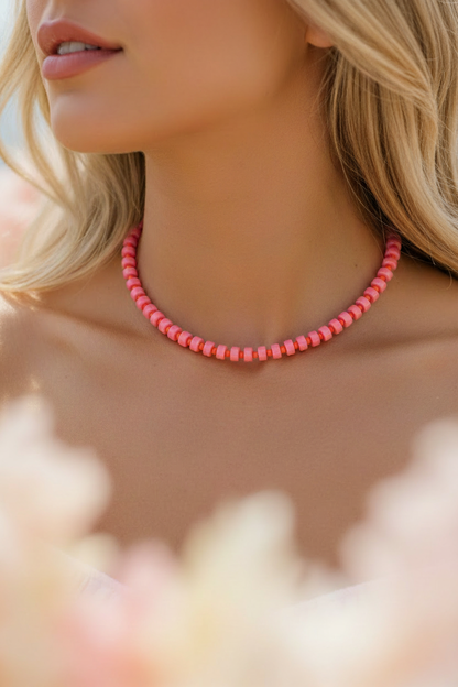 Chunky Candy Chip Pink & Orange Necklace