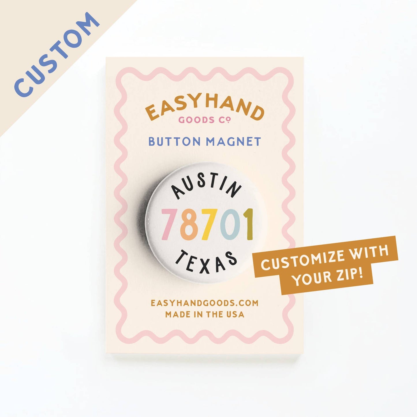 Custom Zip Code Button: Mix 4 / Packaged / Pinback Button