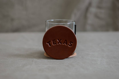 Leather Coaster | TEXAS: Dark Brown