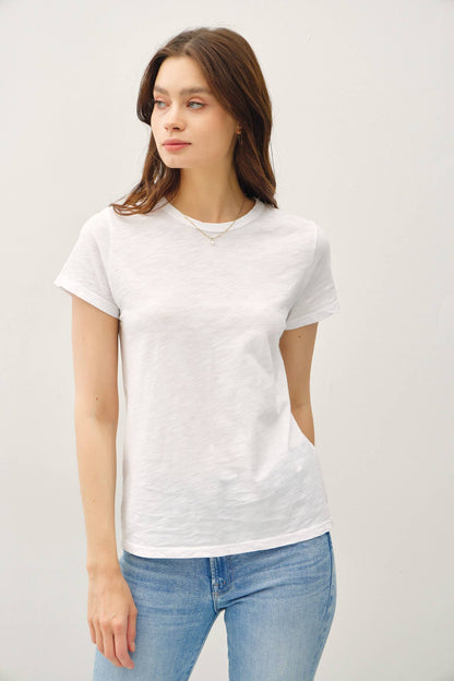 Garment Dyed Slub Tee- White