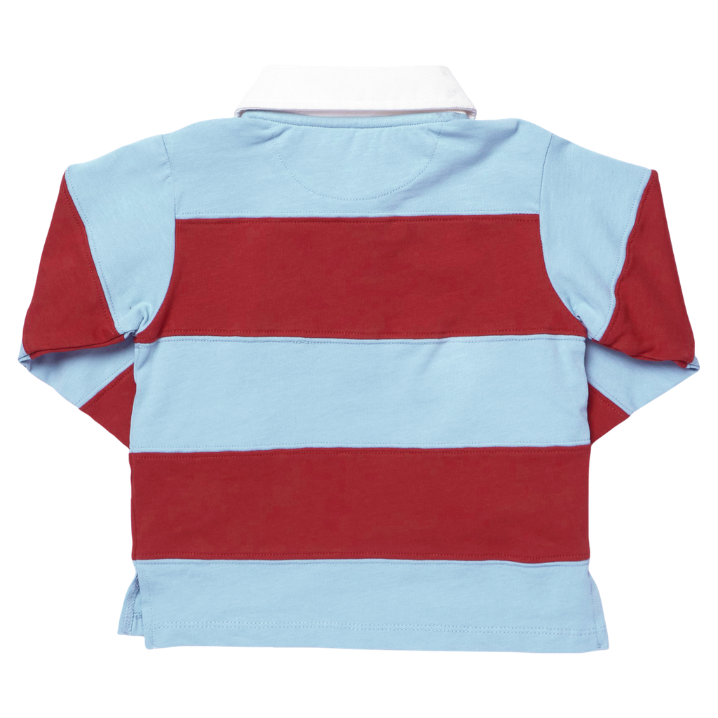 Boys Albert Rugby Shirt- Blue + Maroon