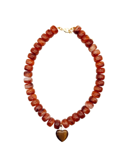 Burnt Orange Heart Pendant Necklace
