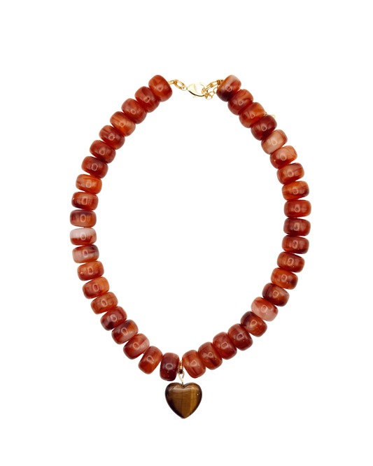 Burnt Orange Heart Pendant Necklace