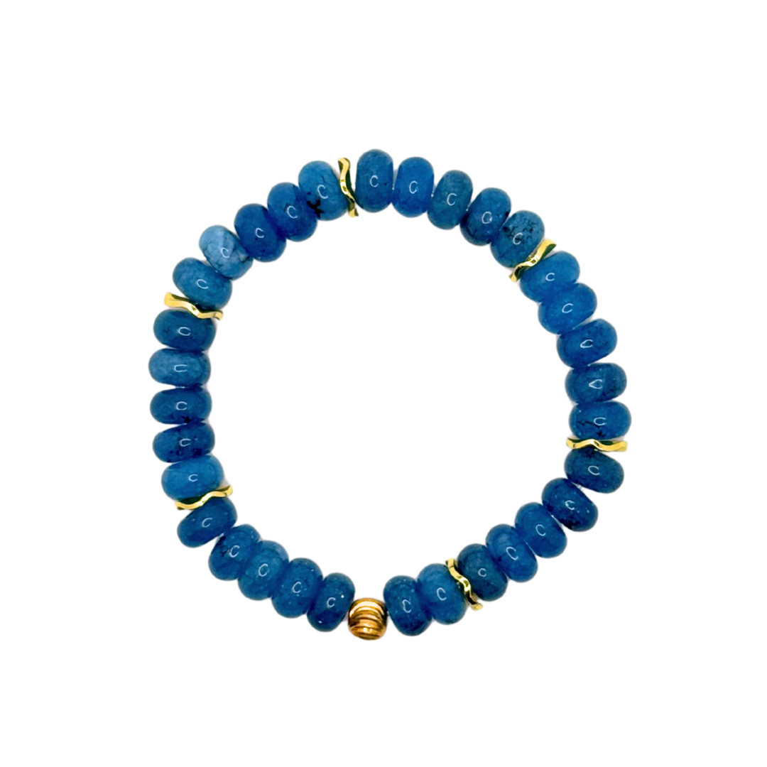 Cobalt Blue Gemstone Bracelet with Gold Accents