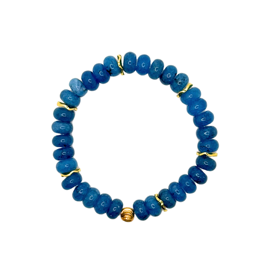 Cobalt Blue Gemstone Bracelet with Gold Accents