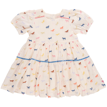 Girls Charlie Dress- Multi Tiny Horses