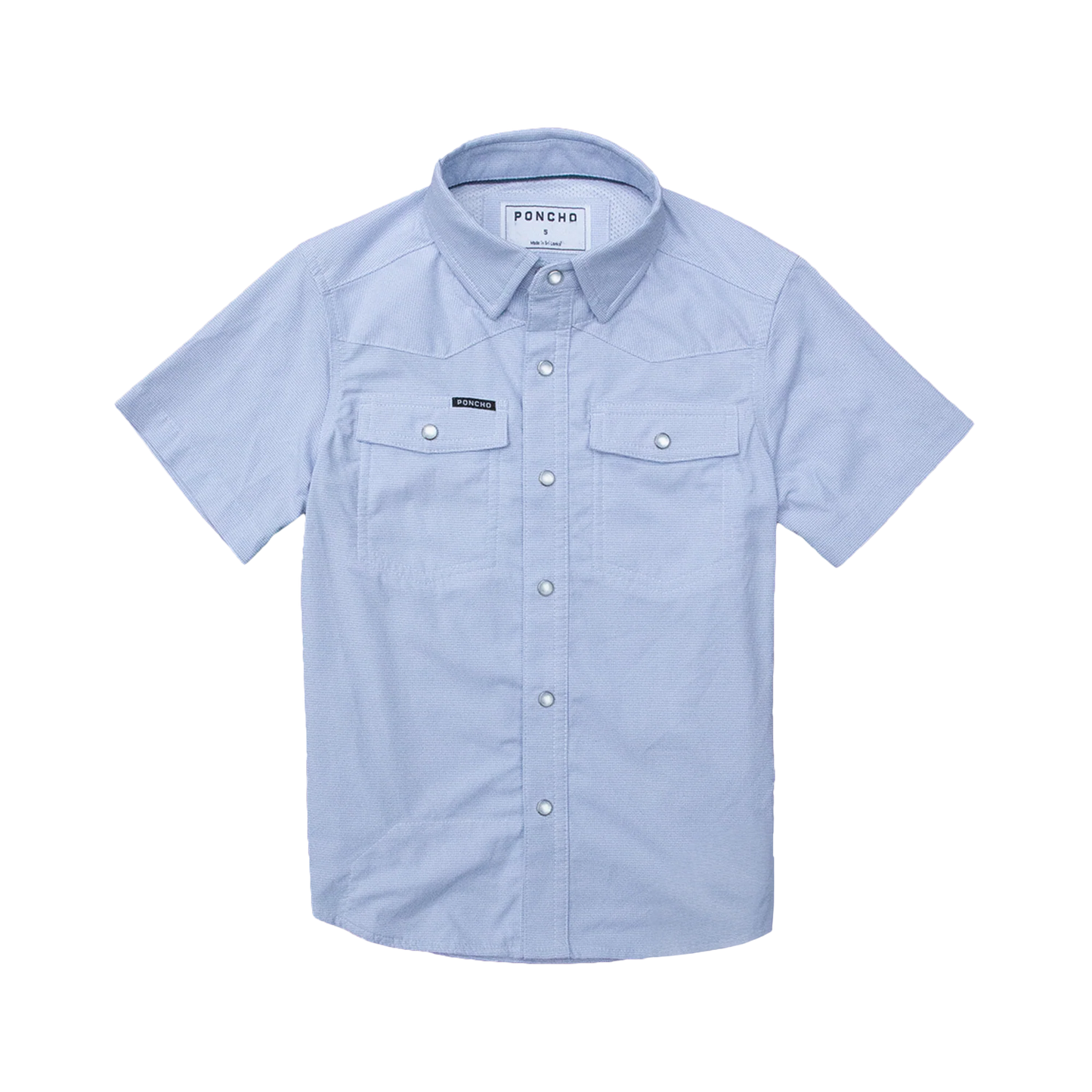 The Head Honcho Kids Shirt by Poncho- Blue Microcheck