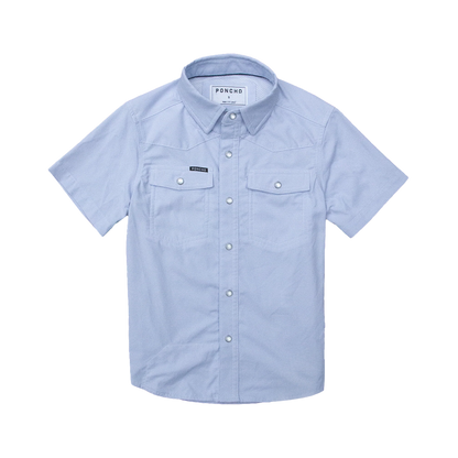 The Head Honcho Kids Shirt by Poncho- Blue Microcheck