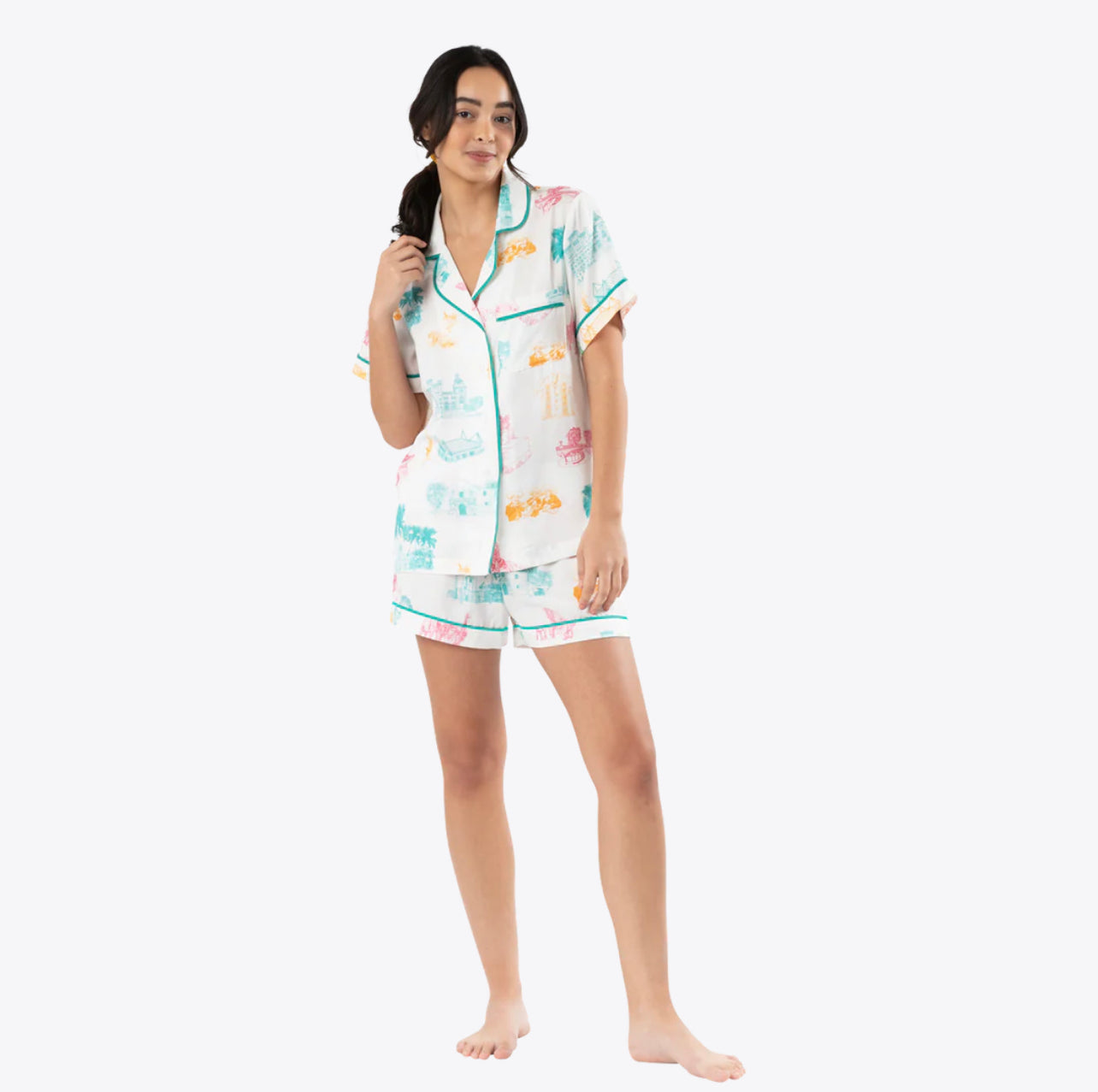 Katie Kime San Antonio Toile Pajama Shorts Set