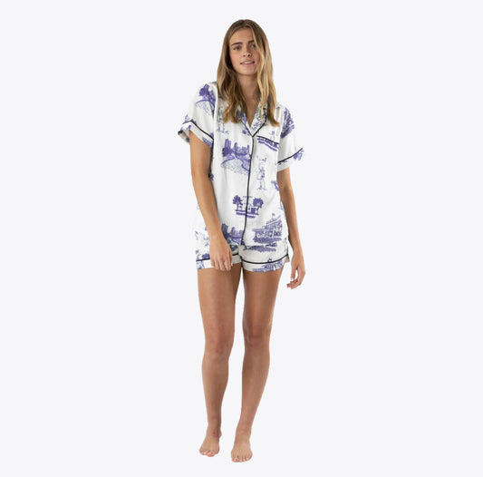 Katie Kime Fort Worth Toile Pajama Shorts Set