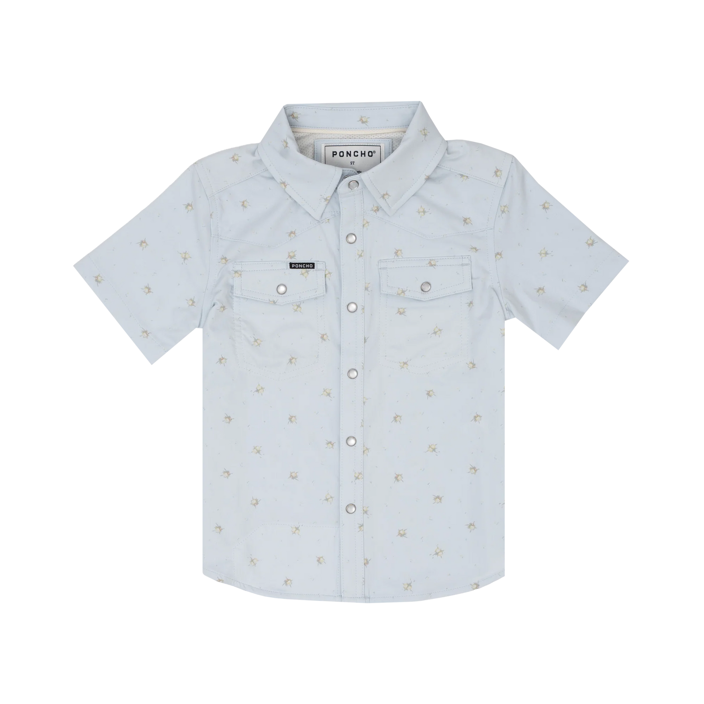 The San Carlos Kids Shirt by Poncho- Light Blue Rose Print