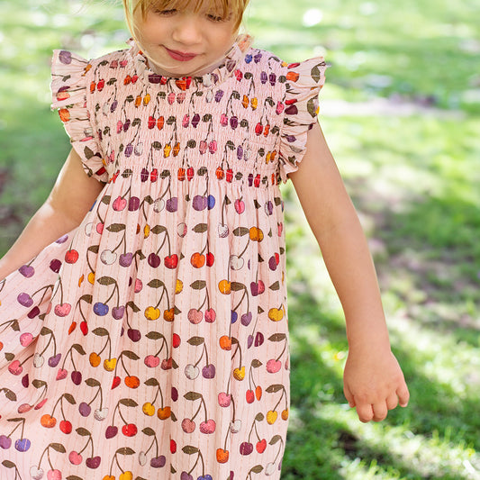 Girls Stevie Dress- Cloud Pink Cherry