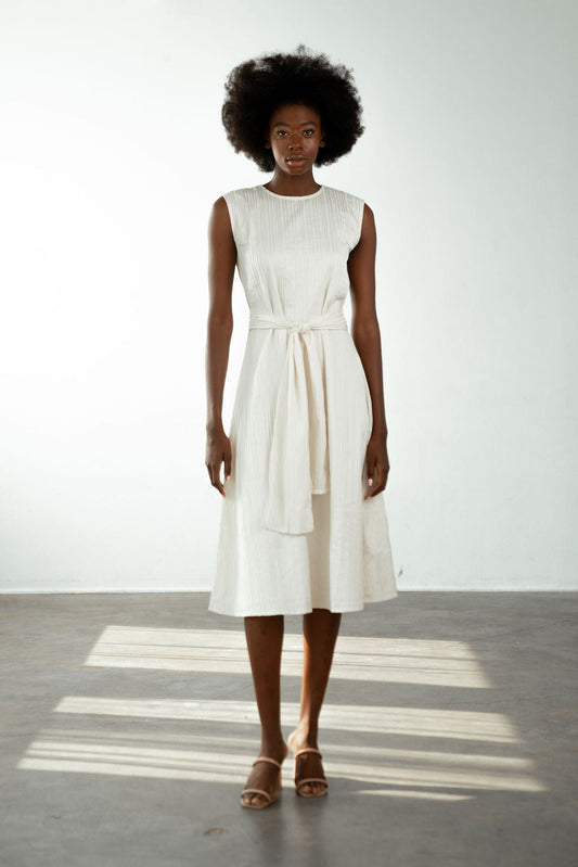 Ivory Tie Front Dress