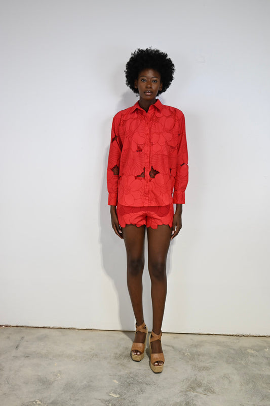 Boyfriend Shirt in Red Floral