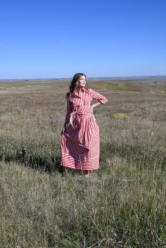 Yarrow Skirt in Red Stripe