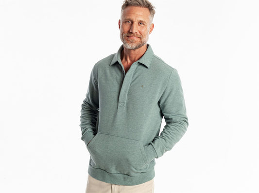Collared Sweatshirt- Heather Lagoon