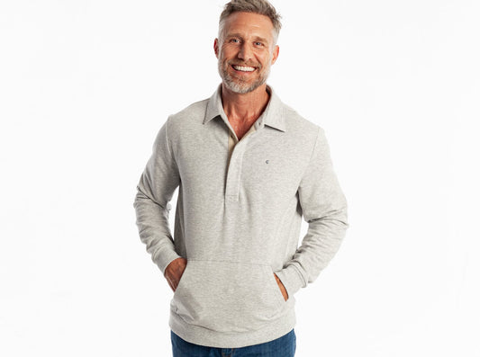 Collared Sweatshirt- Heather Light Gray