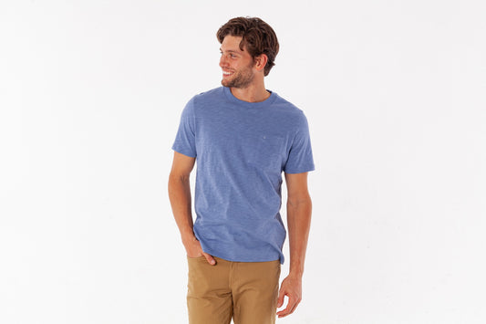Slub Cotton Short Sleeve T-Shirt- Bluebird