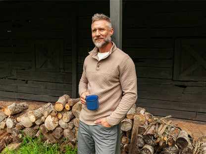 Quilted Pullover- Heather Sand