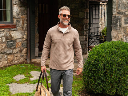 Quilted Pullover- Heather Sand