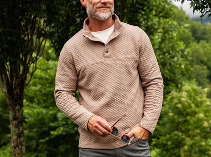 Quilted Pullover- Heather Sand