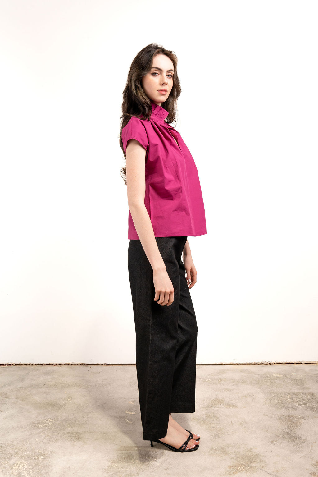Vicki Short Sleeve Top- Dark Pink