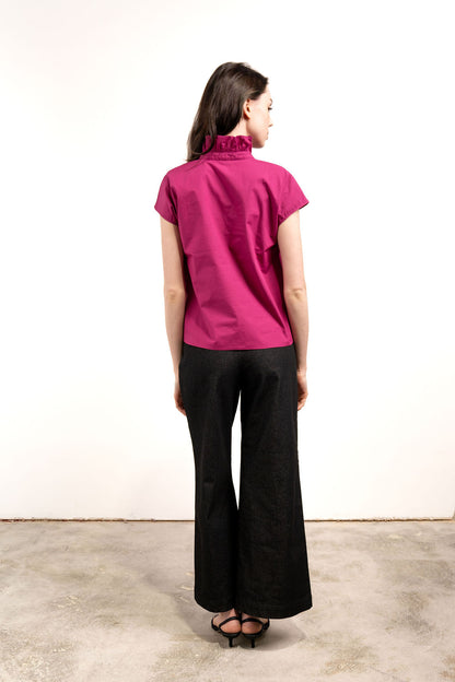 Vicki Short Sleeve Top- Dark Pink