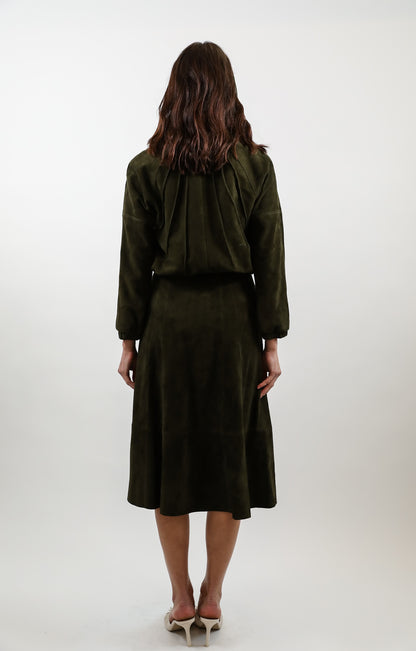 Kristin Suede Skirt- Moss
