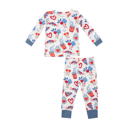 Loungewear Set- Blue Love You Much Foodie