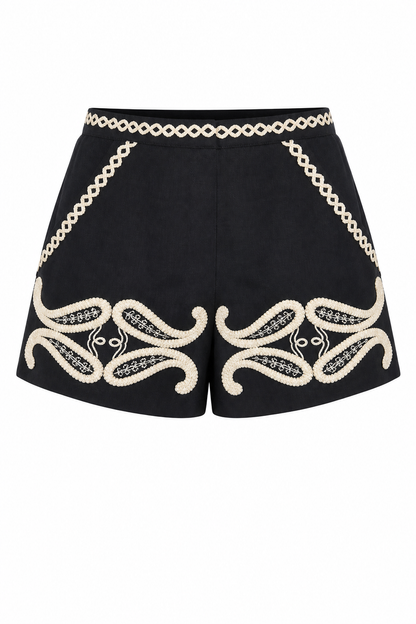 Como Raffia Shorts- Black